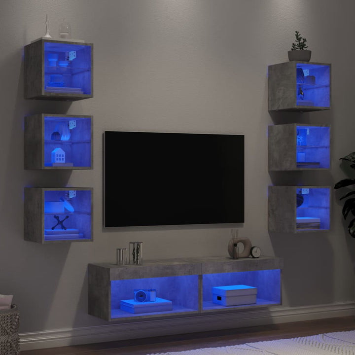 Tv-Bänk 8 Delar Led Konstruerat Trä