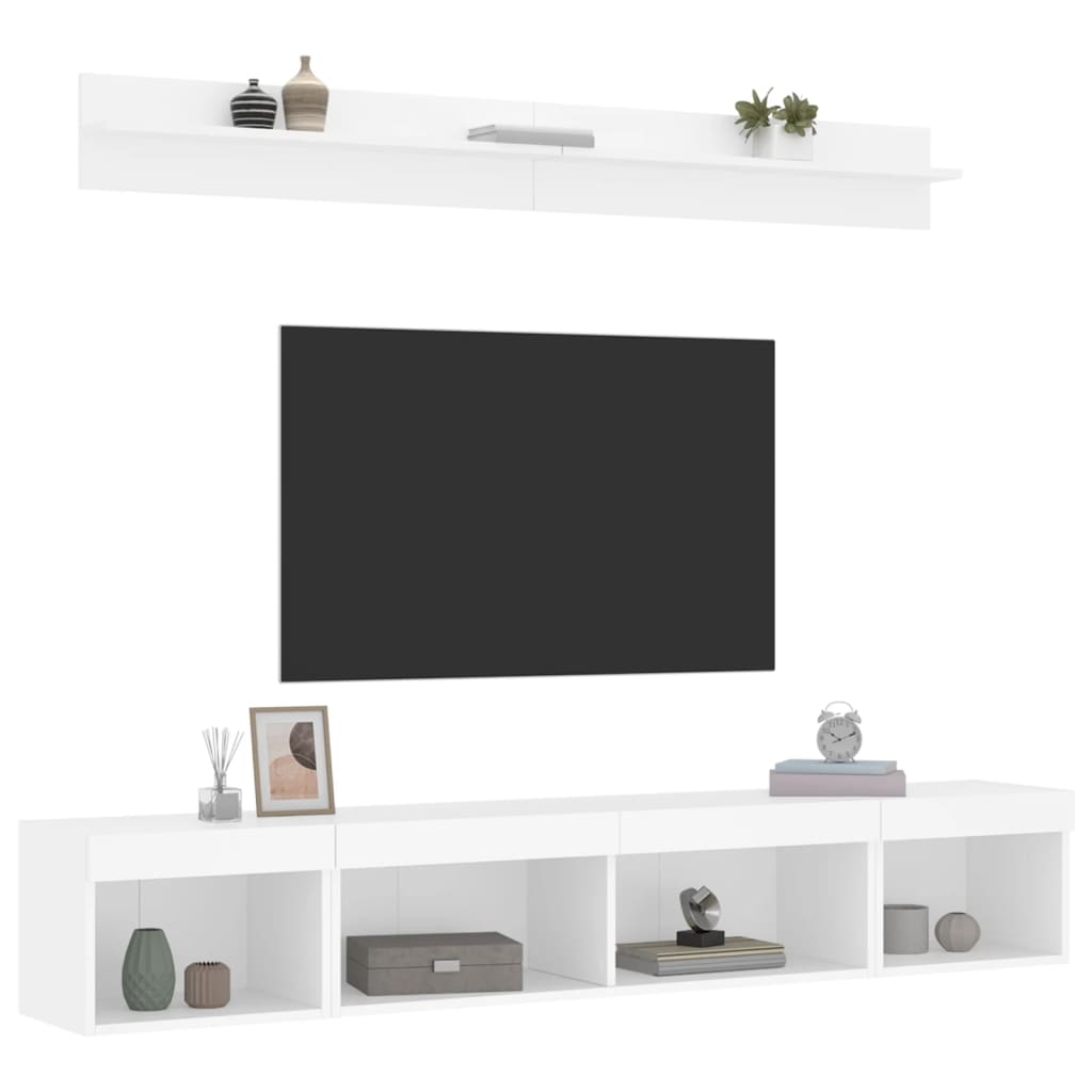 Tv-Bänk 5 Delar Led Konstruerat Trä