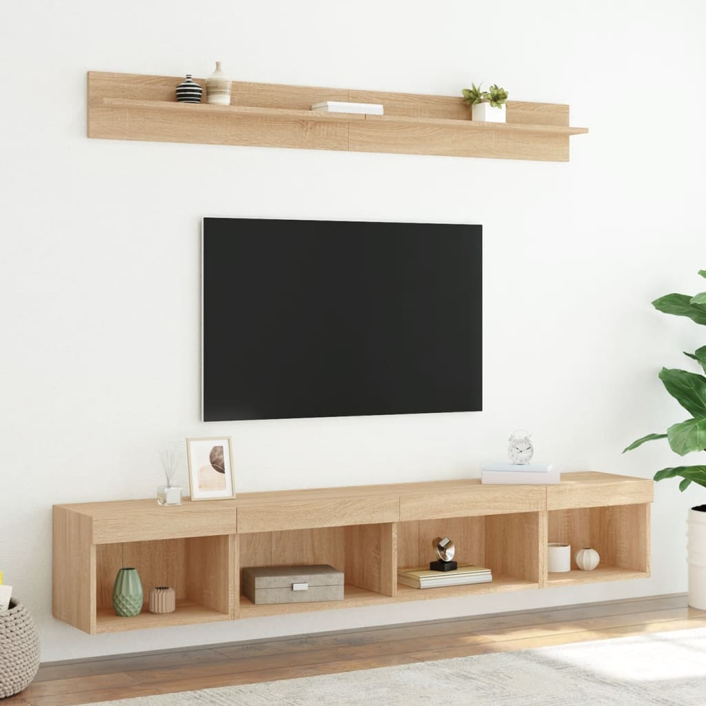Tv-Bänk 5 Delar Led Sonoma-Ek Konstruerat Trä