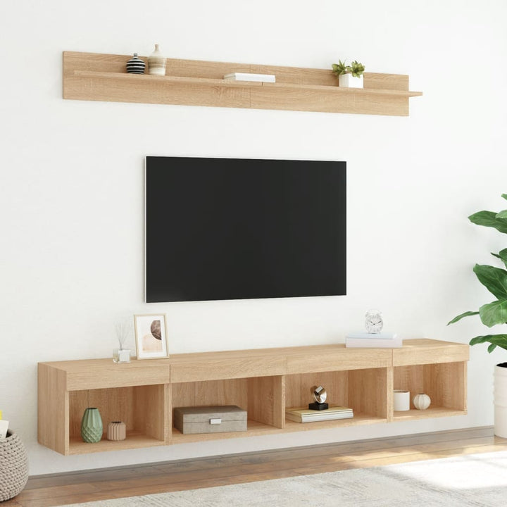 Tv-Bänk 5 Delar Led Sonoma-Ek Konstruerat Trä
