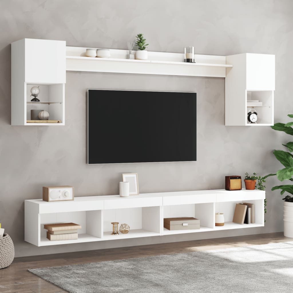 Tv-Bänk 6 Delar Led Konstruerat Trä