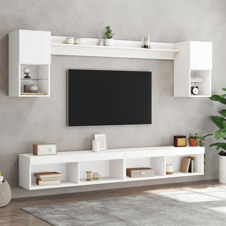 Tv-Bänk 6 Delar Led Konstruerat Trä