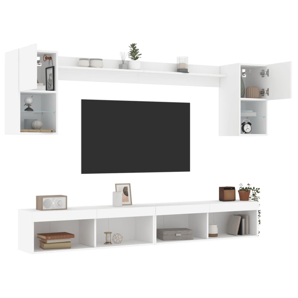 Tv-Bänk 6 Delar Led Konstruerat Trä