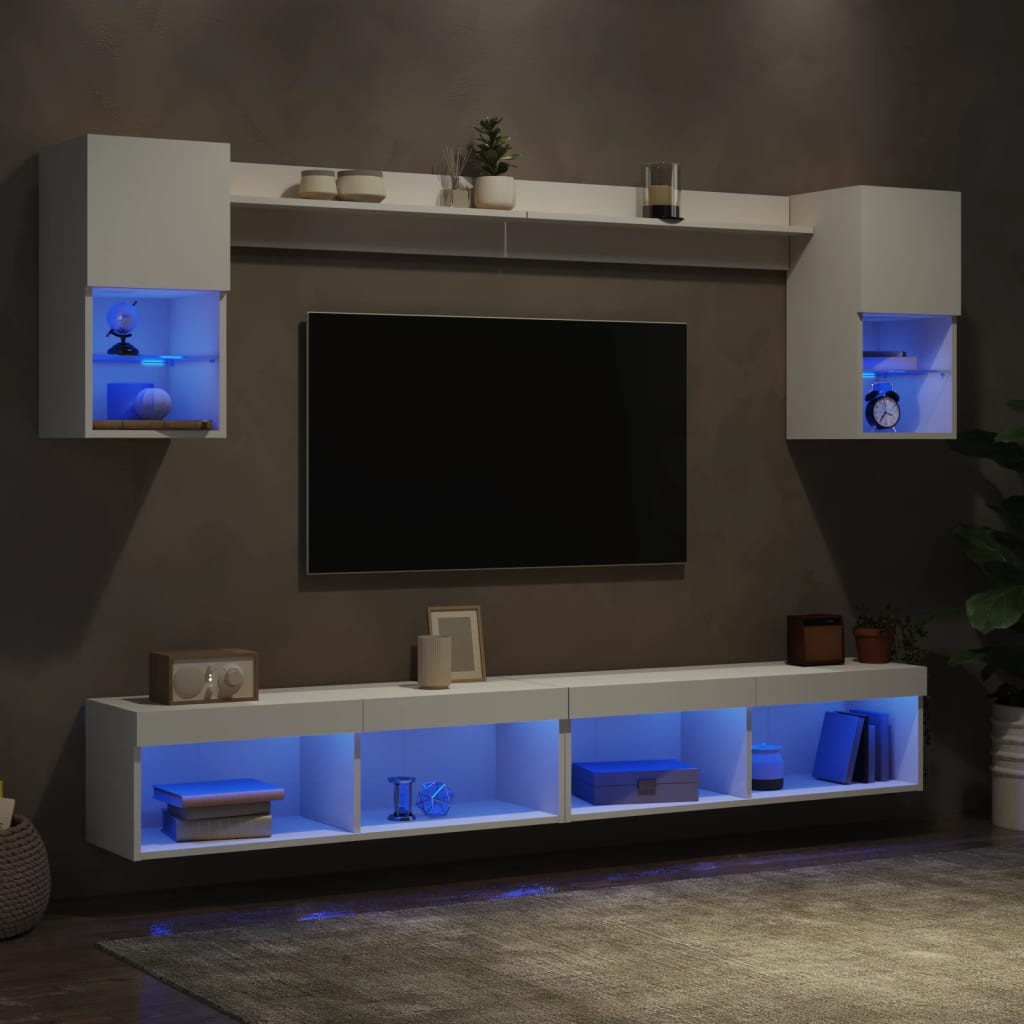 Tv-Bänk 6 Delar Led Konstruerat Trä