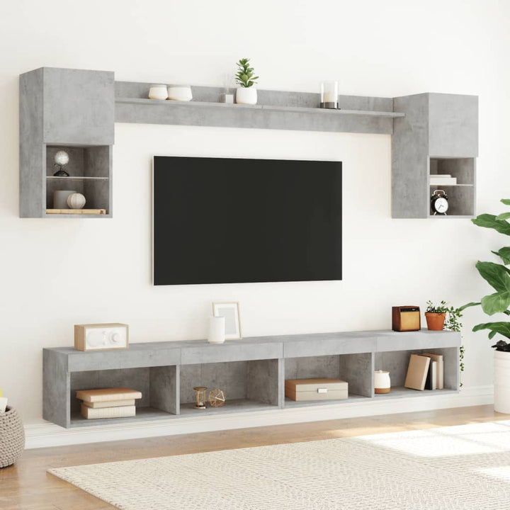 Tv-Bänk 6 Delar Led Konstruerat Trä