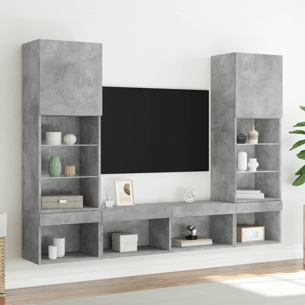 Tv-Bänk 5 Delar Led Konstruerat Trä