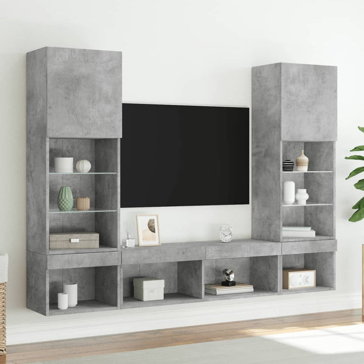 Tv-Bänk 5 Delar Led Konstruerat Trä