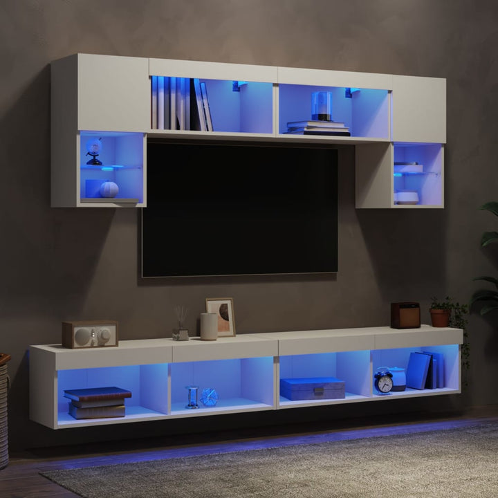 Tv-Bänk 6 Delar Led Konstruerat Trä