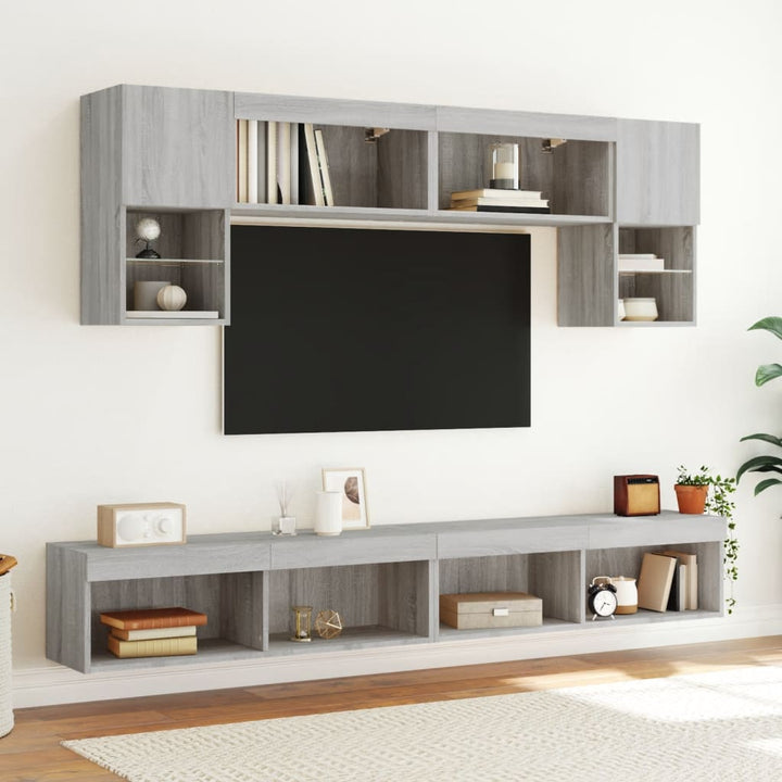 Tv-Bänk 6 Delar Led Konstruerat Trä