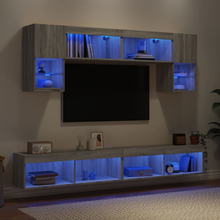 Tv-Bänk 6 Delar Led Konstruerat Trä