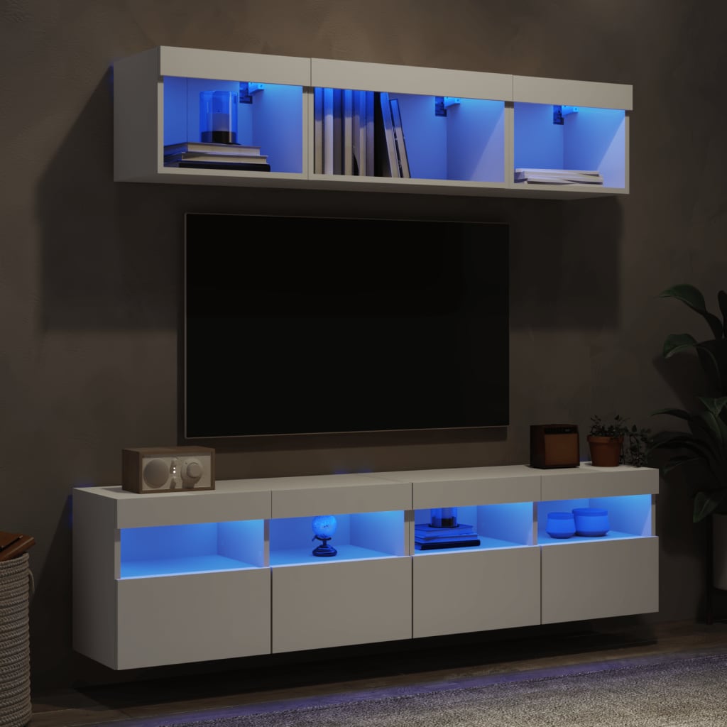 Tv-Bänk 5 Delar Led Konstruerat Trä