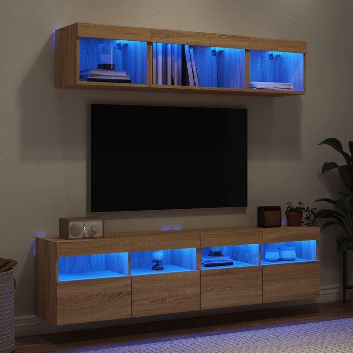 Tv-Bänk 5 Delar Led Konstruerat Trä