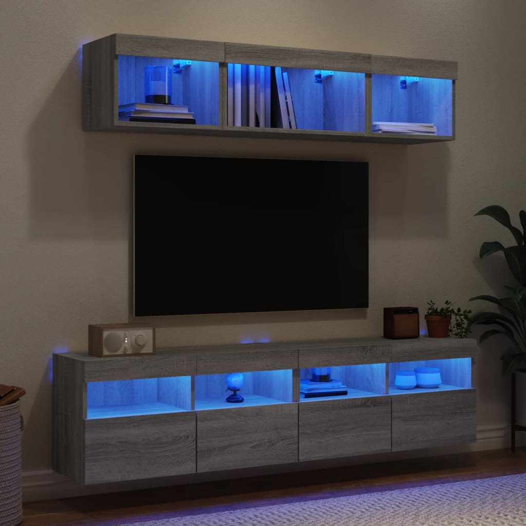 Tv-Bänk 5 Delar Led Konstruerat Trä