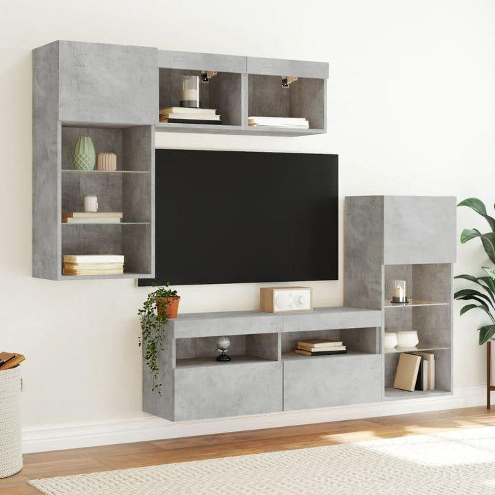Tv-Bänk 5 Delar Led Konstruerat Trä