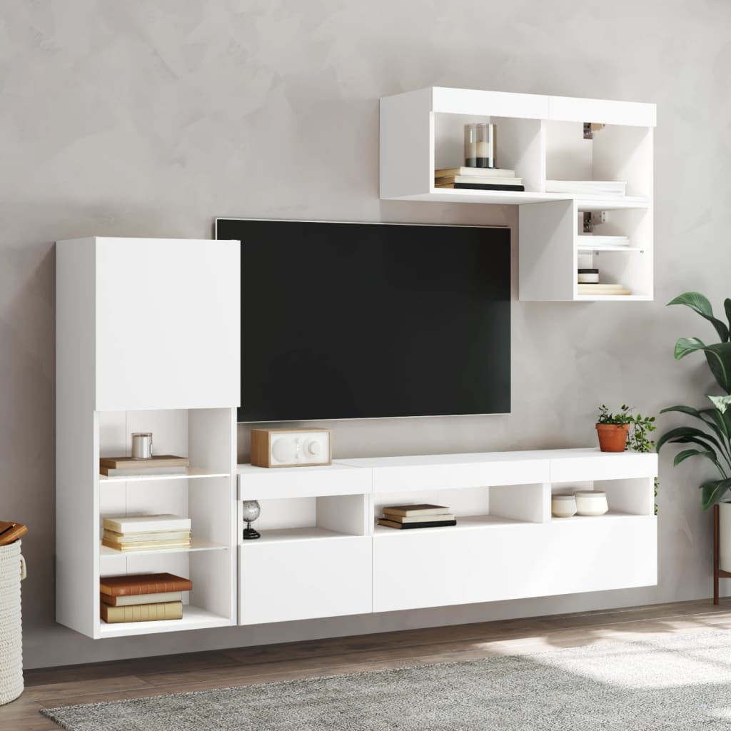 Tv-Bänk 6 Delar Led Konstruerat Trä