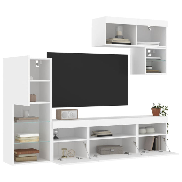 Tv-Bänk 6 Delar Led Konstruerat Trä