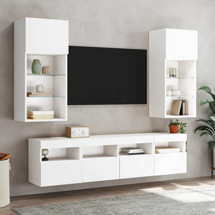 Tv-Bänk 5 Delar Led Konstruerat Trä