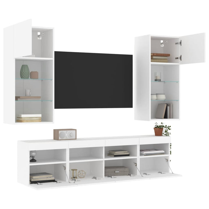 Tv-Bänk 5 Delar Led Konstruerat Trä