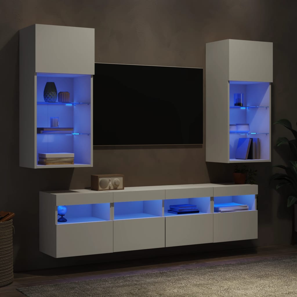 Tv-Bänk 5 Delar Led Konstruerat Trä