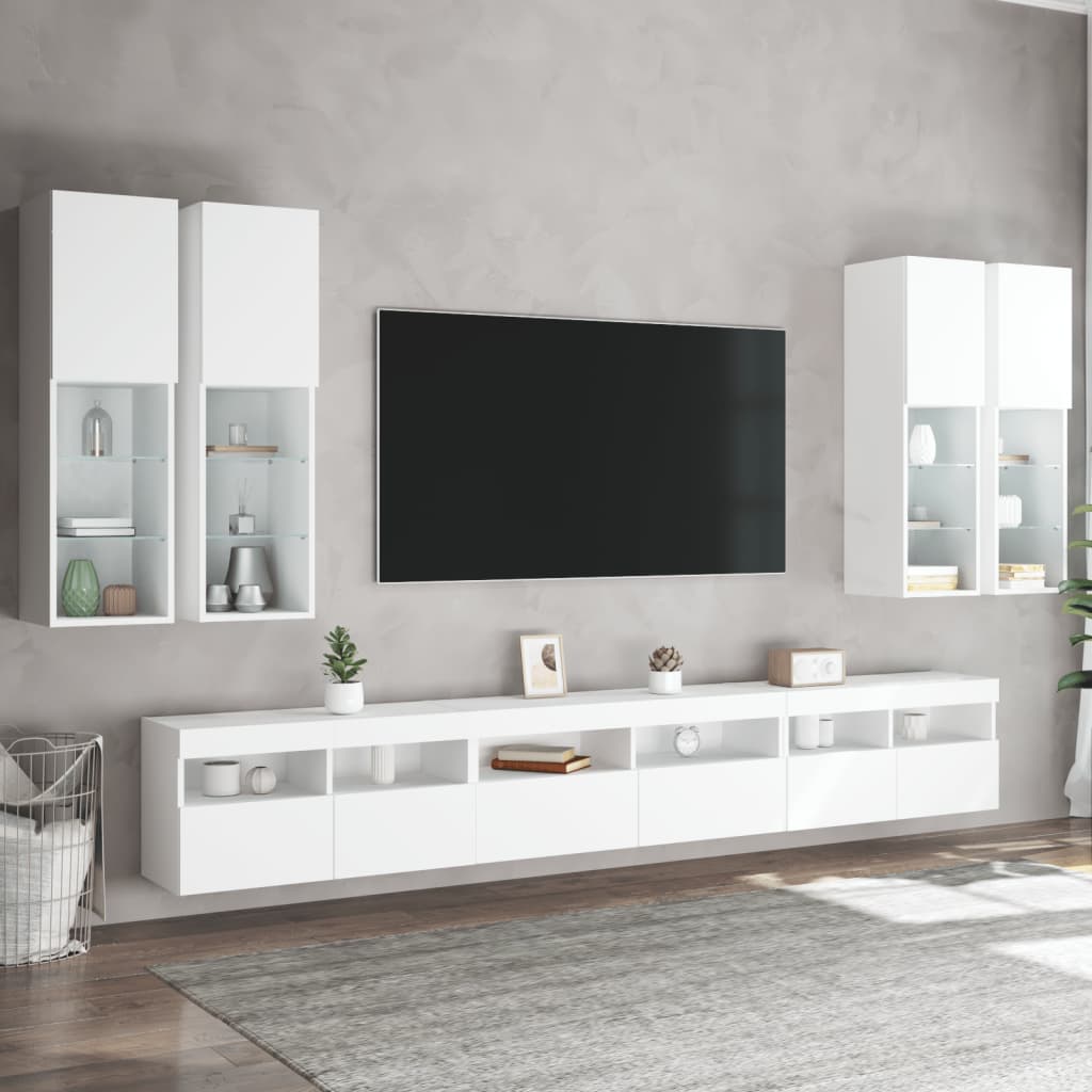 Väggmonterade Tv-Skåp 7 Delar Med Leds