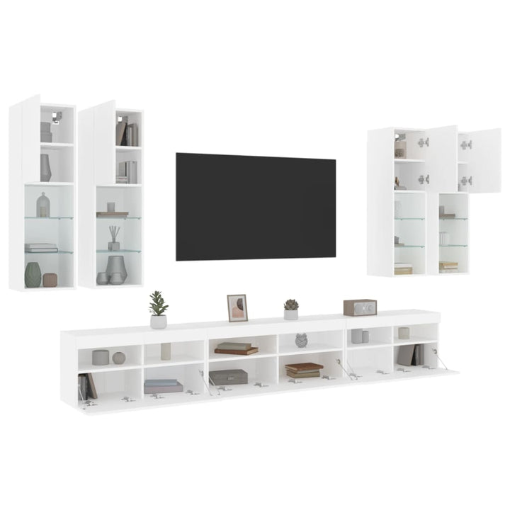 Väggmonterade Tv-Skåp 7 Delar Med Leds