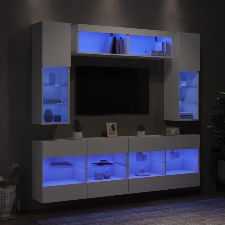 Väggmonterade Tv-Skåp 6 Delar Med Leds Sonoma-Ek