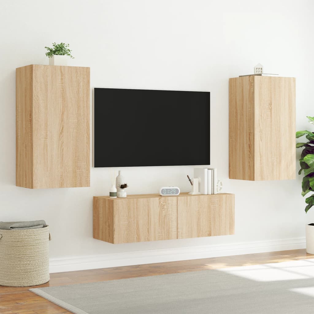 Väggmonterade Tv-Skåp Leds Sonoma-Ek