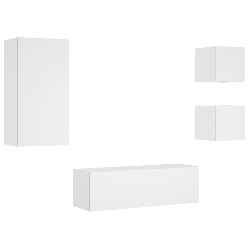 Väggmonterade Tv-Skåp 4 Delar Med Leds