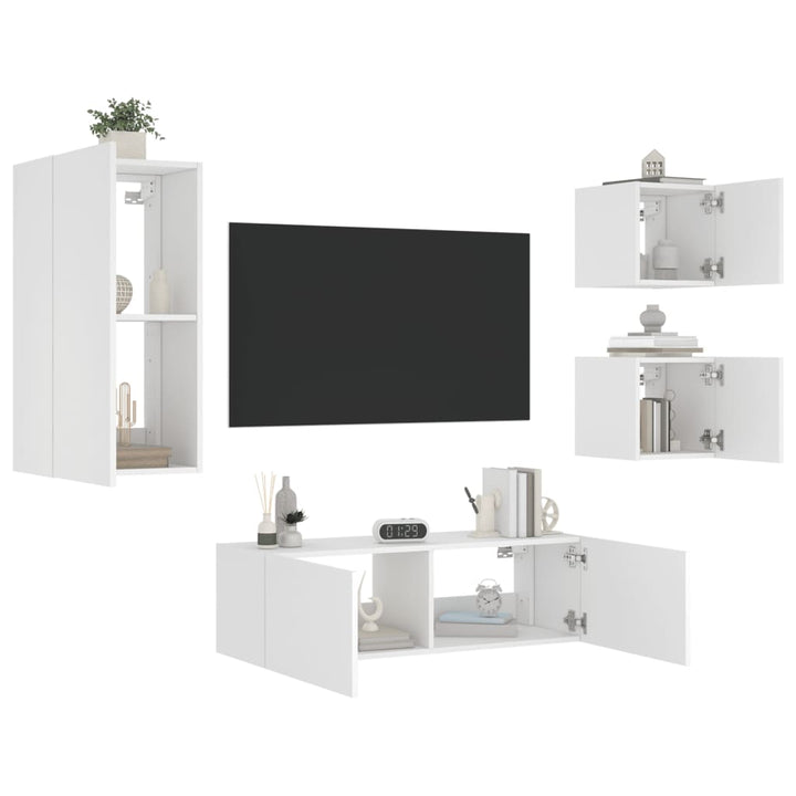 Väggmonterade Tv-Skåp 4 Delar Med Leds