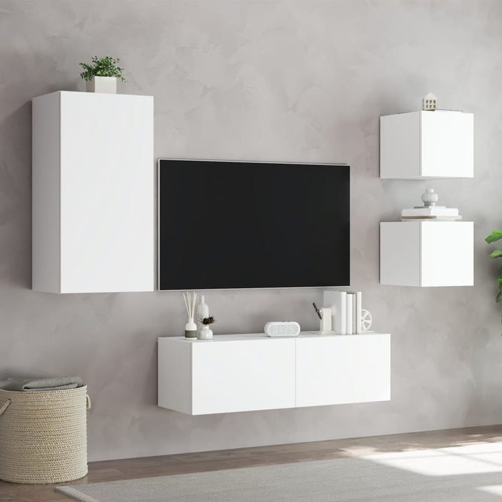 Väggmonterade Tv-Skåp 4 Delar Med Leds
