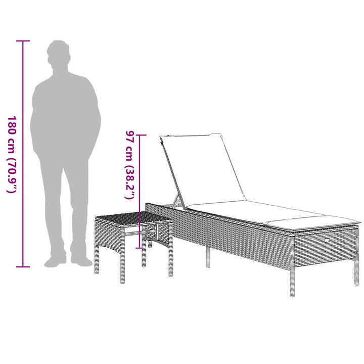 Solsäng Med Bord Och Dyna Polyrotting