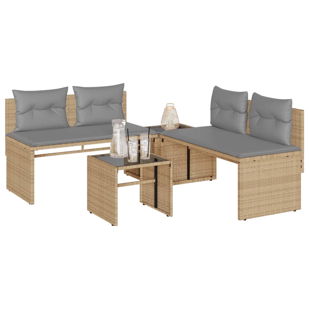 Soffgrupp För Trädgård Med Dynor 4 Delar Beige Konstrotting