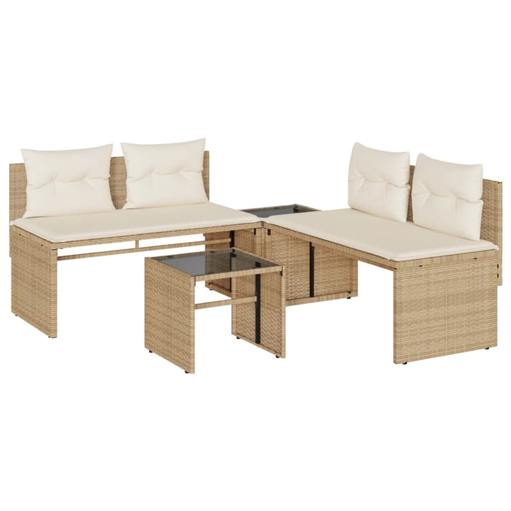 Soffgrupp För Trädgård Med Dynor 4 Delar Beige Konstrotting