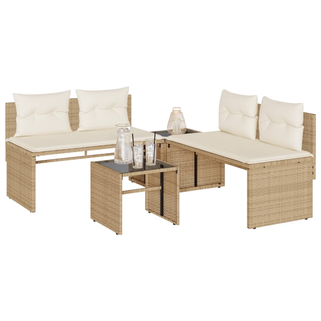 Soffgrupp För Trädgård Med Dynor 4 Delar Beige Konstrotting