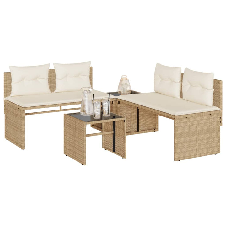 Soffgrupp För Trädgård Med Dynor 4 Delar Beige Konstrotting
