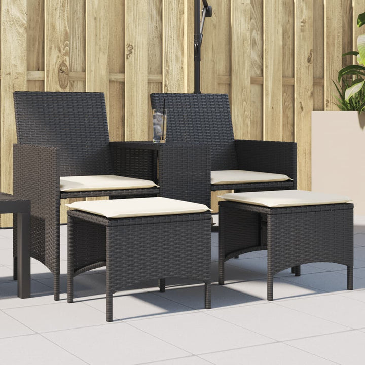 Trädgårdssoffa 2-Sits Med Bord Och Pallar Beige Konstrotting