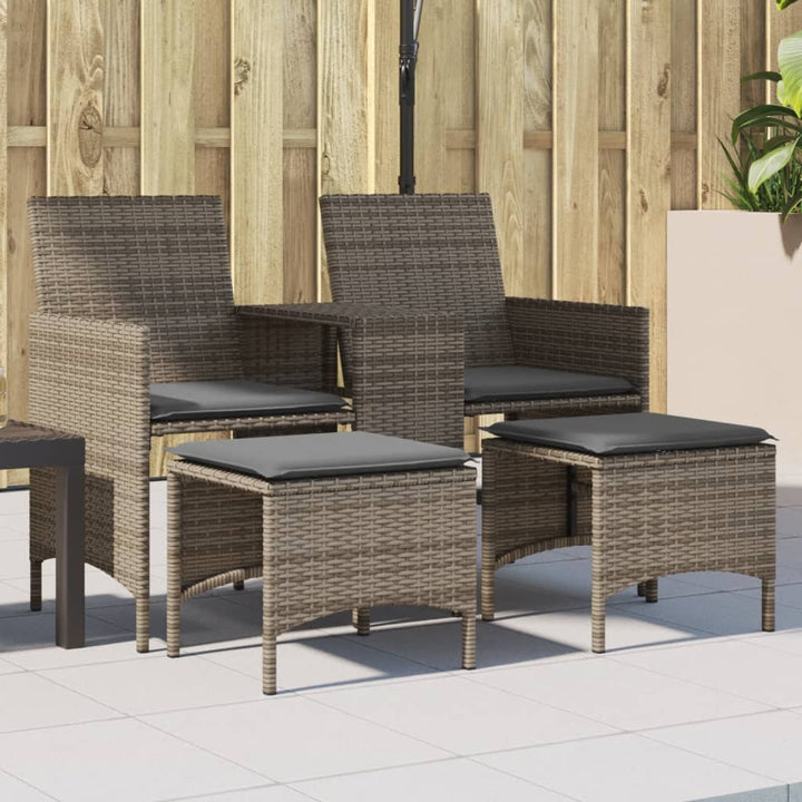 Trädgårdssoffa 2-Sits Med Bord Och Pallar Beige Konstrotting