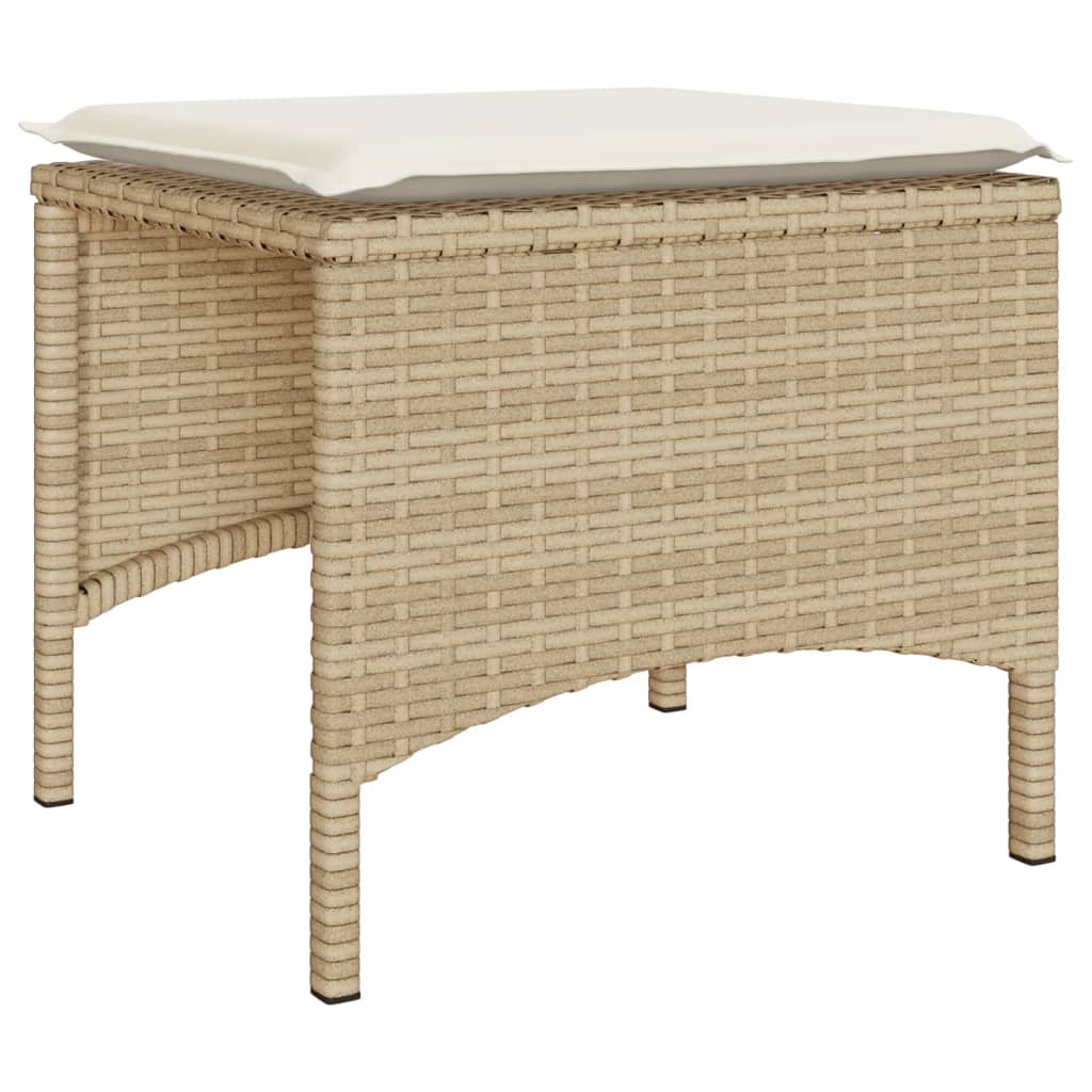 Trädgårdssoffa 2-Sits Med Bord Och Pallar Beige Konstrotting
