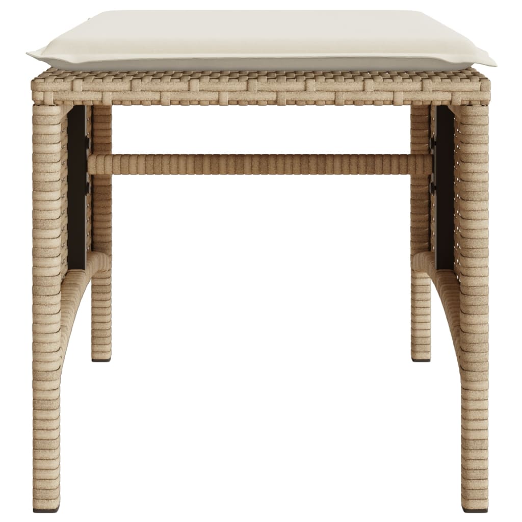 Trädgårdssoffa 2-Sits Med Bord Och Pallar Beige Konstrotting
