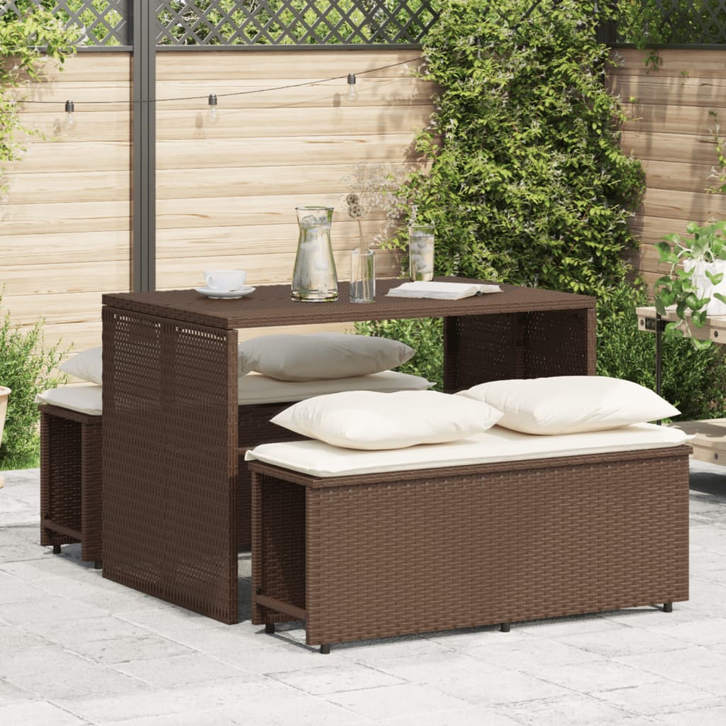Matgrupp För Trädgården 3 Delar Med Dynor Beige Konstrotting