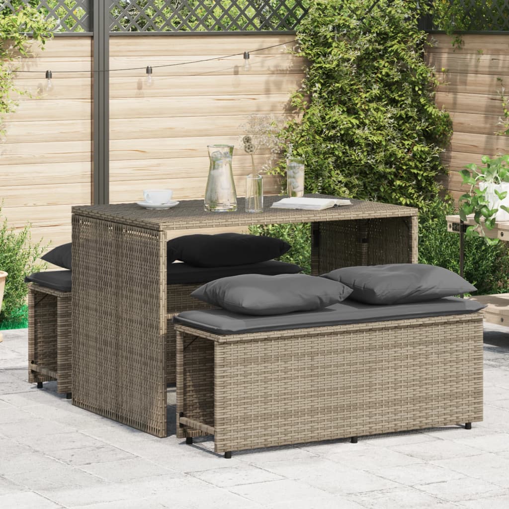 Matgrupp För Trädgården 3 Delar Med Dynor Beige Konstrotting