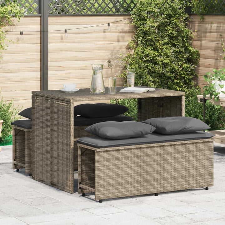 Matgrupp För Trädgården 3 Delar Med Dynor Beige Konstrotting