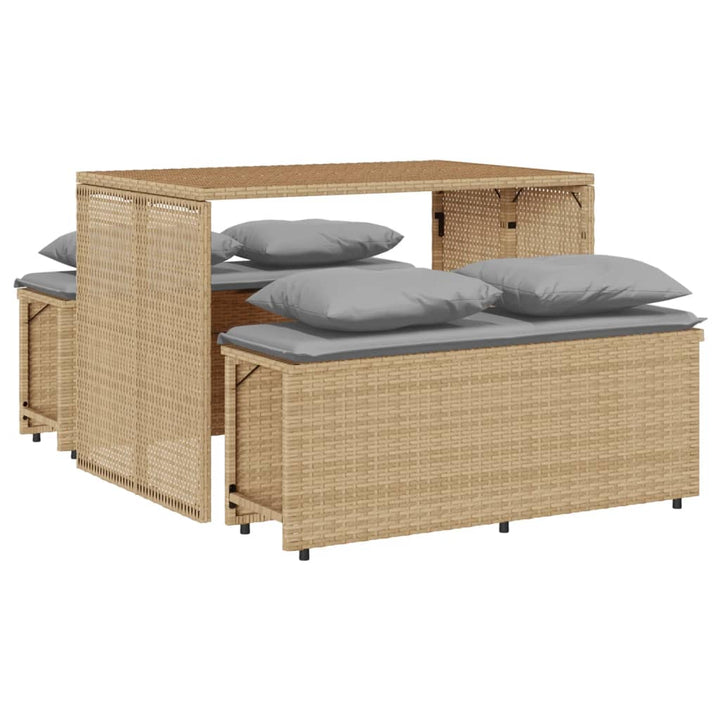 Matgrupp För Trädgården 3 Delar Med Dynor Beige Konstrotting