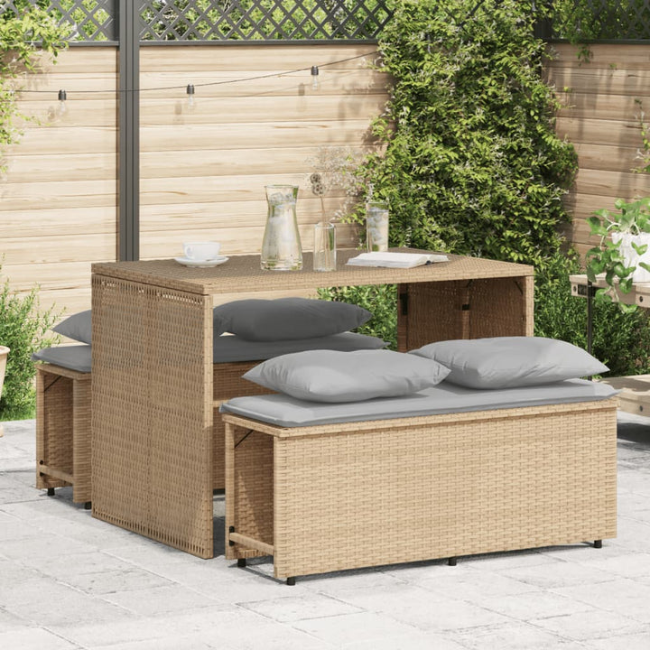 Matgrupp För Trädgården 3 Delar Med Dynor Beige Konstrotting
