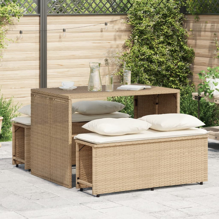 Matgrupp För Trädgården 3 Delar Med Dynor Beige Konstrotting