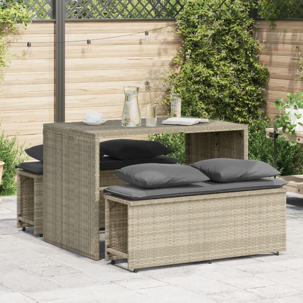 Matgrupp För Trädgården 3 Delar Med Dynor Beige Konstrotting