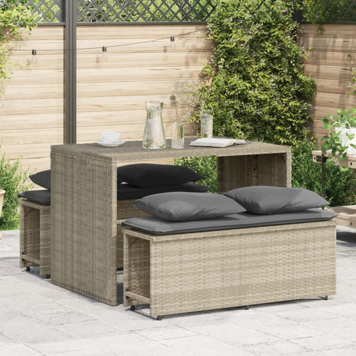 Matgrupp För Trädgården 3 Delar Med Dynor Beige Konstrotting