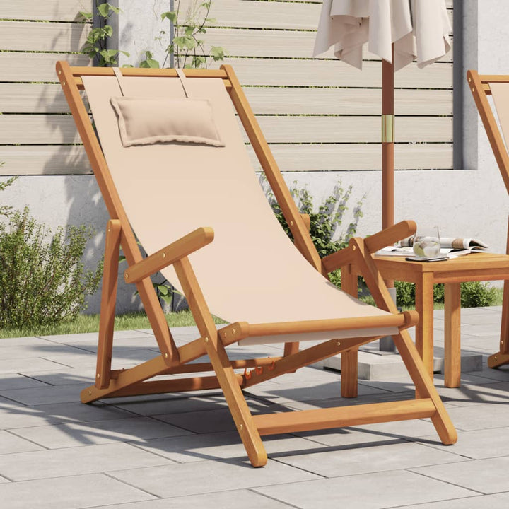 Hopfällbar Strandstol Tyg Och Träram