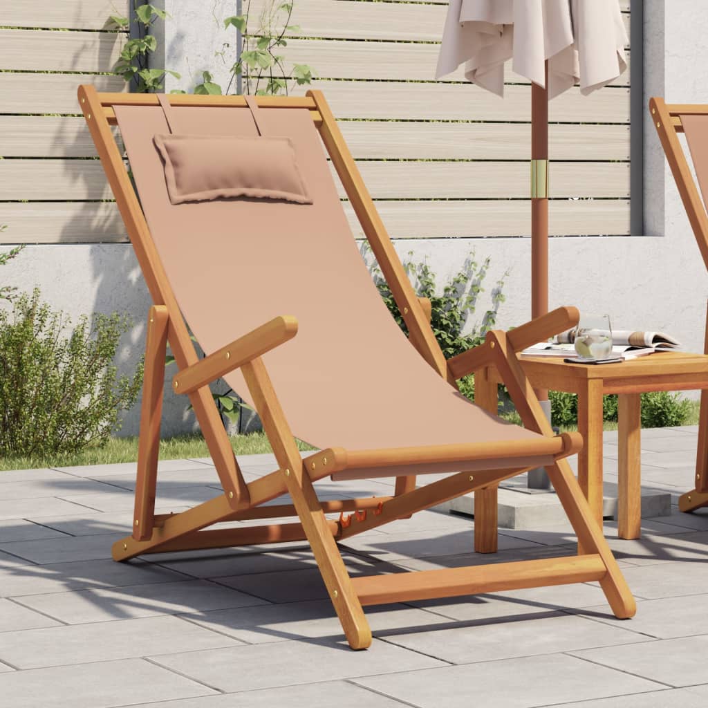 Hopfällbar Strandstol Tyg Och Träram