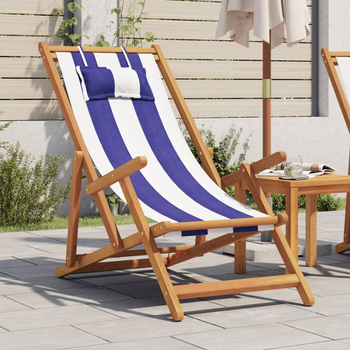 Hopfällbar Strandstol Tyg Och Träram
